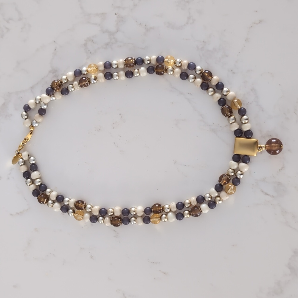 Worthington faux pearl, brown and lavender beaded necklace
